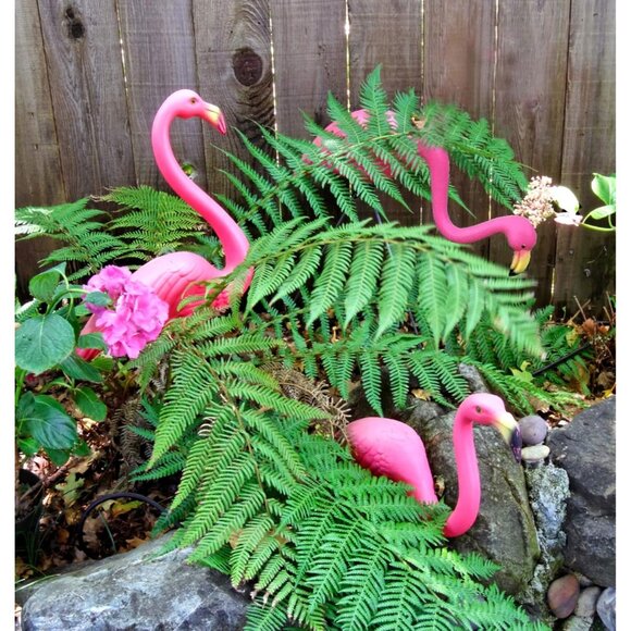 Pink Flamingos Yard Decorations - 6 Pack Small 14" Tall Plastic Flamingo Statue - Picture 2 of 6